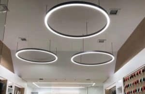 Circular ring lights for hanging light, ambient lighting, interior lighting design and kitchen pendant lighting with dimming compatibility