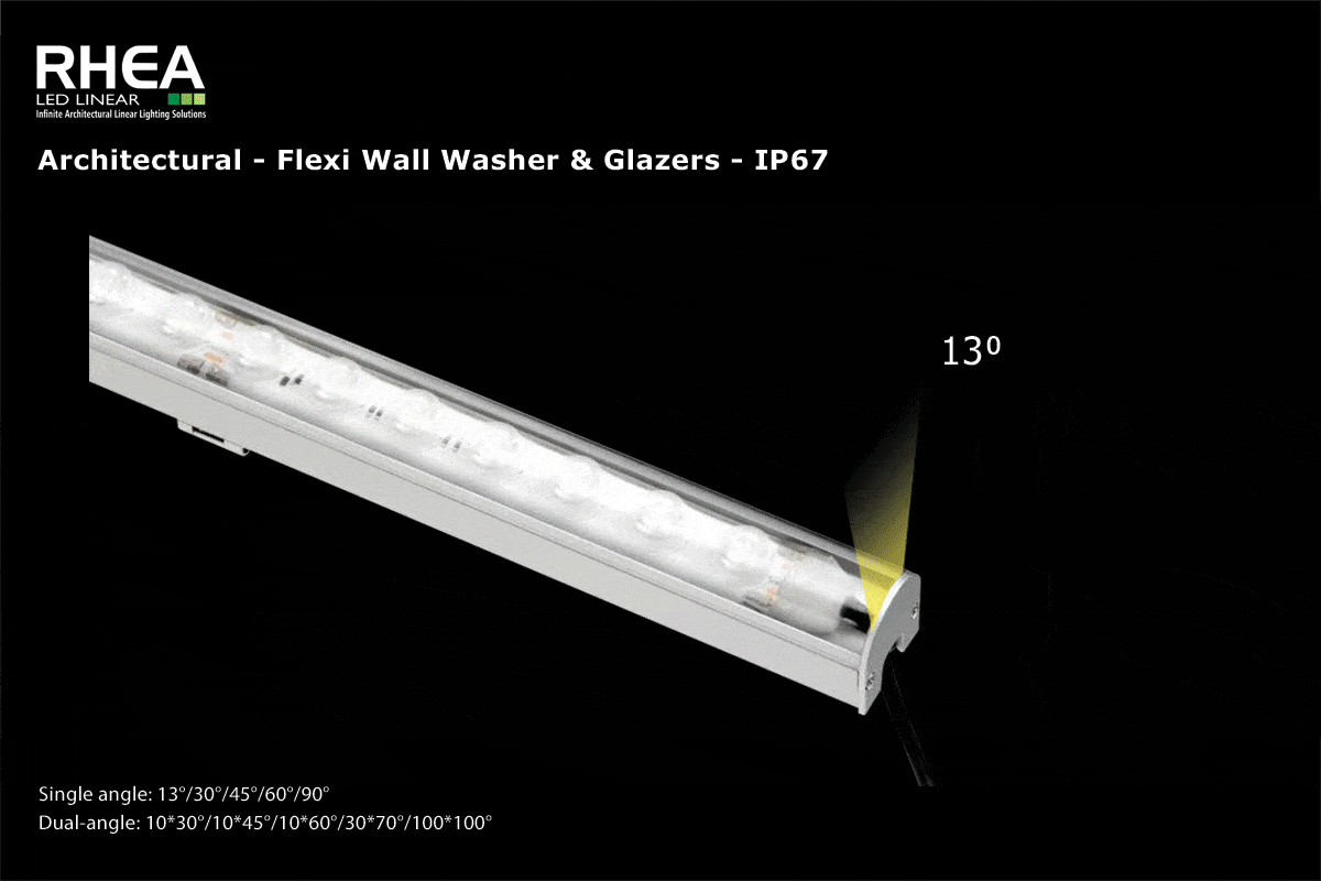 Flexi Wall Washer with asymmetric lens, single & tunable CCT, adjustable aluminium extrusion for indoor, outdoor & facade applications